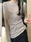 Solid Color Thin Long Sleeve Knit-Outfit
