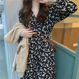 Zingj Break French Dress Female Shassen Is Hepburn Wind With A Long Skirt Female Summer Bottom With Coat Floral Skirt Female-Outfit