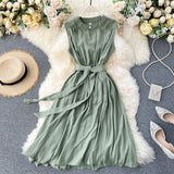 Zingj Minority Dress 2023 New Summer Heart Machine Hollowed-Out Round Collar Commuter Dress Sleeveless Back Heart