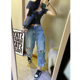 Zingj Goods Fat Mm2-300 Catties Loose Nine Points Beggar Jeans Female Autumn Large Size Show Thin Old Dad Pants Tide-Outfit