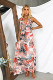 Zingj 24 Spring / Summer Print With V Collar Waist Sexy A-Line Dress