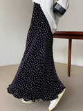 Zingj Chic Summer French Age Reduction High Waist Versatile Show Thin Fold Design Color Wave Dot Skirt Skirt