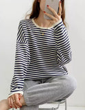 spring and autumn new Korean version casual lazy style pullover striped sweater women's loose top