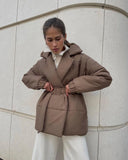 Winter New Thickened Collared Waist Cotton Coat Thin Solid Cotton Coat
