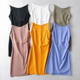 New Spring Style One-Word Pleated Solid-Color Dress Sexy Sling Hip