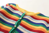 Rainbow Striped Round Neck Knitted Cardigan Short Sweater In