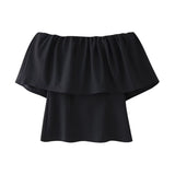 2024 New Street Style One-Word Open-Shoulder Simple Blouse