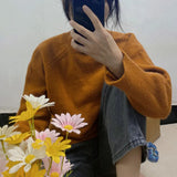Zingj Collar Soft Waxy Sweater Female Autumn Winter Soft Waxy Lazy Wind Outside Wear Set Head Sweater Inside Build Design Sense Niche