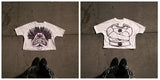 Summer Long-Style Short-Sleeved Cartoon Graphic Printing T-Shirt Hip-Hop Harajuku Leisure Round-Collar T-Shirt Gothic Short