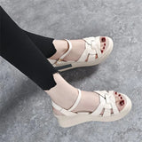 Women's Slope Heels Cross-Woven Buckle Fashion Loose Cake Sandals Inside The Height Heel Casual Large-Size