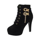 Zingj Women's Boots Super High-Heeled Boots 2024 Autumn And Winter New Fashionable Large-Size Fine-Heeled Female Martin