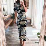 Women's Fashion Dress INS Temperament Fashion Printed Shirt Folded