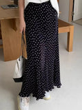 Zingj Chic Summer French Age Reduction High Waist Versatile Show Thin Fold Design Color Wave Dot Skirt Skirt