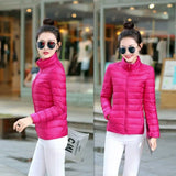 Jacket Women Parkas Light Outerwear solid Coats Short Female Slim Cotton padded basic tops