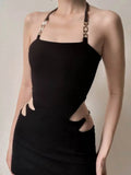 Elegant Halter Sexy Cut Out Summer Skinny Mini Dress for Women Club Party Backless Straps Short Dresses