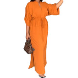 New Women's Temperament V Tie With Loose Leisure Large-Size Dress