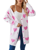 New Valentine's Day Love Knitted Cardigan V-Neck Button Long Coat Sweater