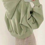 Solid Color Oversized Cropped Hoodie-Outfit