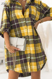 Shirt Dress Women Blouse Oversized Button Plaid Shirt Flannel Shirt for Women Casual Fashion Tops Blouse