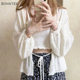 Women Lace Up Vintage Sweet Ulzzang Students Summer All-match Soft Solid Elegant Loose Leisure Popular Female Ins