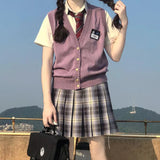Women Sweater Vests Embroidery V-neck Preppy Style Fashionable All-match Ulzzang Schoolgirls JK Streetwear Kawaii Sweet