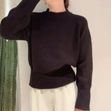 Zingj Collar Soft Waxy Sweater Female Autumn Winter Soft Waxy Lazy Wind Outside Wear Set Head Sweater Inside Build Design Sense Niche