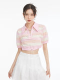 New Summer Tide Y2k T-shirt Korean Fashion Women Short Sleeve Tee Polo Crop Tops Clubwear Harajuku Design E-girl