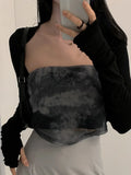 Women Thumbhole Long Sleeve Bolero Shrug Solid Color Open Front Cropped Cardigan Top Bodycon Slim Fit Sunscreen Arm Cover