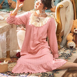 Nightgowns Women Long Sleeve Autumn Chic Popular Ulzzang Popular Vintage Female Nightwear Soft Loose Schoolgirls