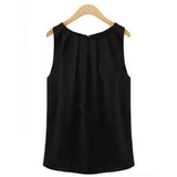 Women New Summer Blouse Fashion Sleeveless Round Neck Chiffon Blouse Cheap Cloth Korean