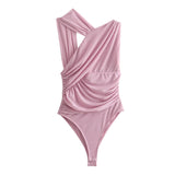 New Silk Mesh Slim Sexy Asymmetrical Jumpsuit