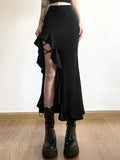 High Waist Irregular Split Goth