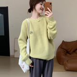 Zingj Classic College Lazy Wind Round Collar Sweater Autumn Winter New Korean Version Loose Versatile Fashion