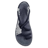 Zingj Size Summer Beach Sandals Women Clip Toe Rope Knot Flat Slippers Women- Outfit