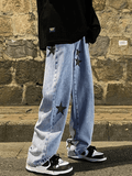 Men's Washed Vintage Star Straight Leg Jeans- Outfit