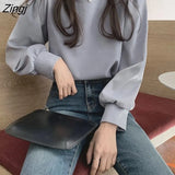 Sleeve Blouses Shirt Women Autumn Solid All-match Elegant Female Pullover Tops Chic Ulzzang Fashion Outwear Shirt