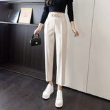Zingj Spring And Autumn New Slim Slim Elastic High Waist Casual Nine Minute Pants Women's Small Feet Suit