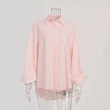 Zingj Shirt 2024 Autumn / Winter New Casual Loose Sugar Macaron Color Medium Long Striped