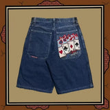 Trend Of Spring And Autumn Street Dark Gotham Haircut Printed Jeans Loose Personality Wide-Legged