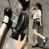 Jane Female British Style Jk Shoes Retro Square Style Small Leather Shoes Women's Summer Thin Style With Skirt