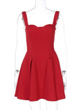 Solid Strap Flare Mini Dress- Outfit