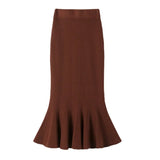 Zingj And Winter Elastic Slim Knitted Half-Body Skirt Medium-Long Korean Version High-Waisted Thin Fish Tail Buttocks A-Shaped