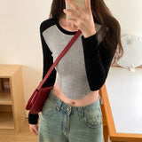 Retro Long-Sleeved T-Shirt Women's Early Autumn New Style Underwear Design Short-Style