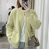 Zingj Color Lazy Wind Double-Headed Zipper Soft Waxy Sweater Autumn New Women's High-Level Versatile Knit