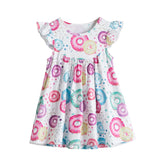 New Girls Summer Dress Flare Sleeve Sundress for Girls Princess Casual Wear Unicorn Printing Hawaii Holiday Beach