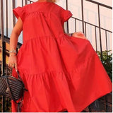 New Women Summer Sundress Holiay Vintage Ruffled Party Dresses Casual Vestidos Femme Robe Robe Summer Dress