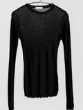 Quality Plain T Shirt Women Cotton Elastic Basic T-shirts Female Casual Tops Long Sleeve Sexy Thin T-shirt see