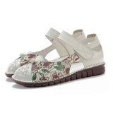 Zingj Summer New Leisure Flat Shoes National Style Printed Leather Women's Sandals Breathable And Comfortable Mother