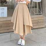 Skirts Women Fashion Korean Elegant Sweet Females Design High Waist Lovely Solid Casual Summer Clothes Vintage