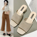 Zingj Heel Sandals And Slippers For Women In Summer 2023, The New Korean Version Of Flying Weave Wears A Word Of Fashion For Women's Sandals And
